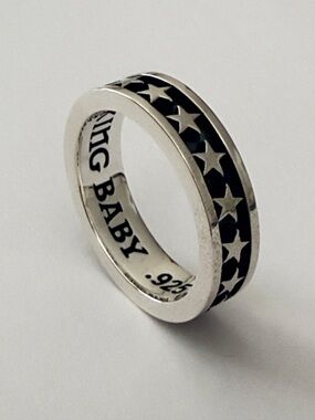 King Baby Studio Sterling Silver stackable Star Band Ring size 10.5